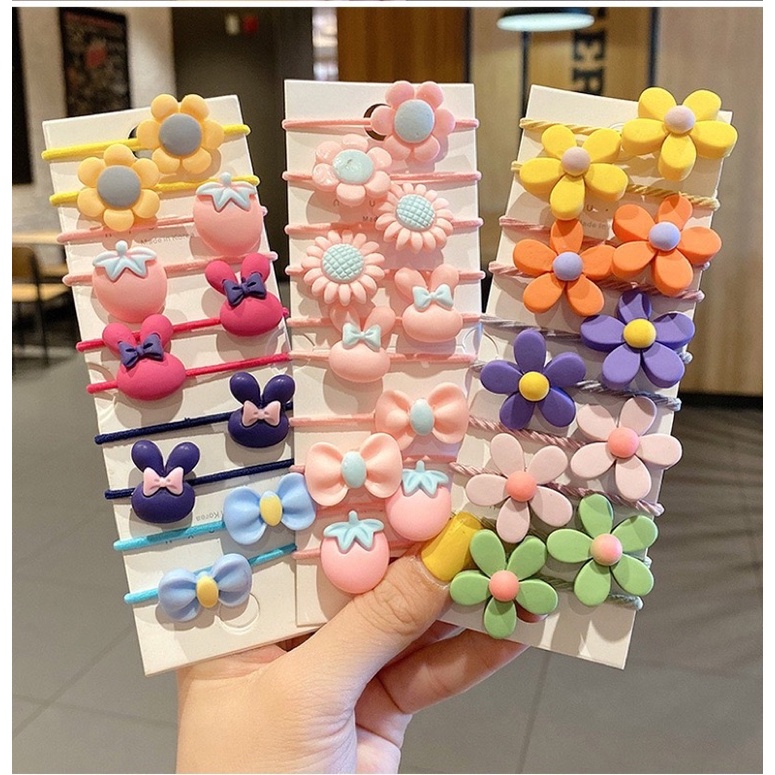 Set 10 Dây Buộc Tóc Cho Bé Gái Nhiều Hình Siêu Dễ Thương