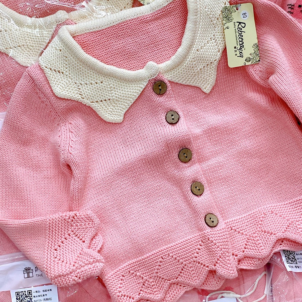 Áo cardigan len cho bé gái màu hồng cực xinh yêu hàng có sẵn kèm ảnh thật video