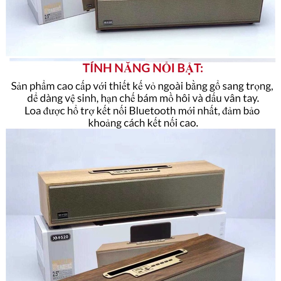 Loa bluetooth XM-520 - Công Suất 20W , Âm Thanh Cực Đỉnh Thiết Kế Sang Trọng Bass Siêu Trầm Siêu Ấm