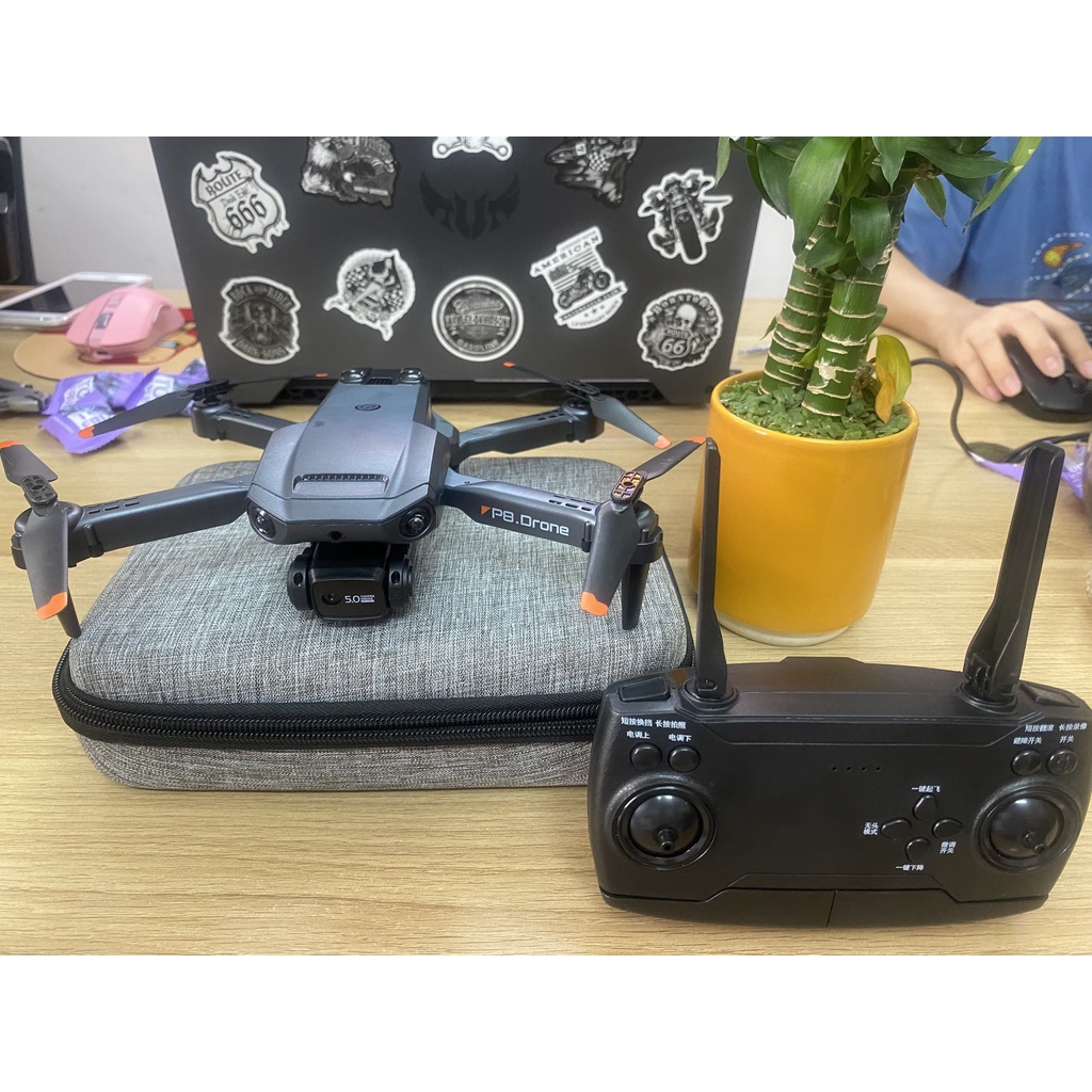 Flycam Mini Giá Rẻ Drone P8 2 Camera 12MP, Pin Lithium 2000mAh bay 25 Phút, Cảm Biến 4 Chiều, Chống Rung | BigBuy360 - bigbuy360.vn