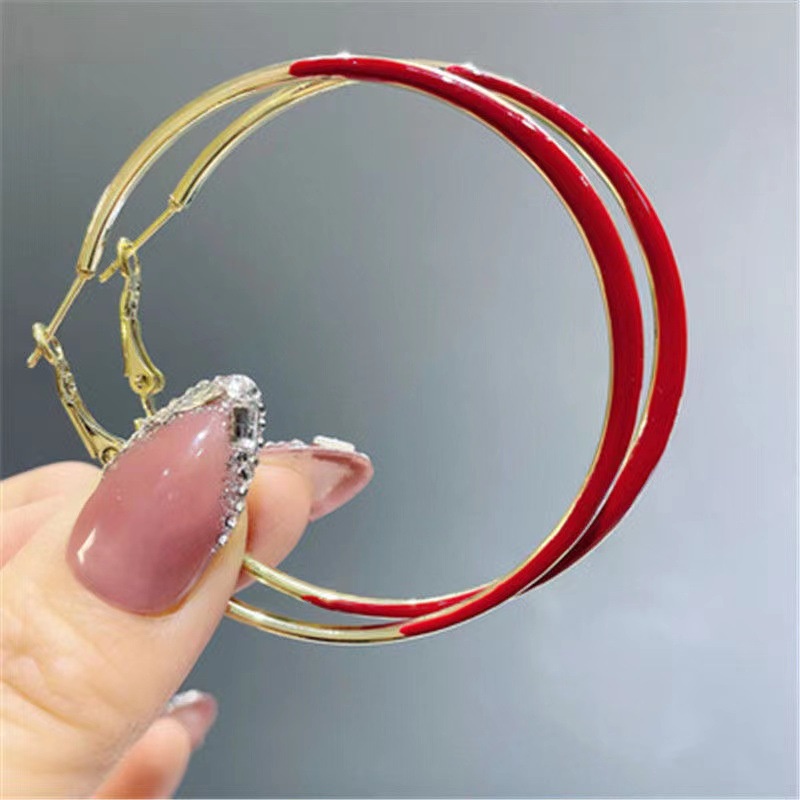 Khuyên tai tròn mạ bạc 925 phong cách Pháp thời trang thanh lịch