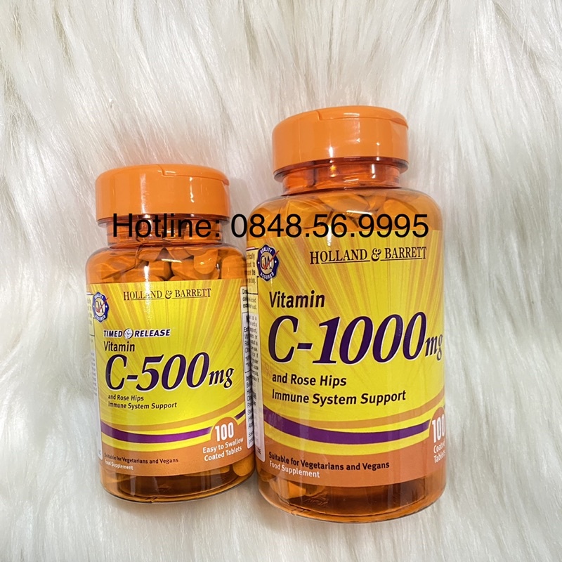 VITAMIN C 500mg - VITAMIN C 1000mg Holland &amp; Barrett lọ 100 viên - Bổ sung vitamin C tăng sức đề kháng cơ thể