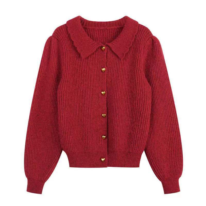 Áo Khoác Len Cardigan Màu Đỏ Phong Cách Giáng Sinh Thời Trang Thu Đông Mới 2022 Cho Nữ