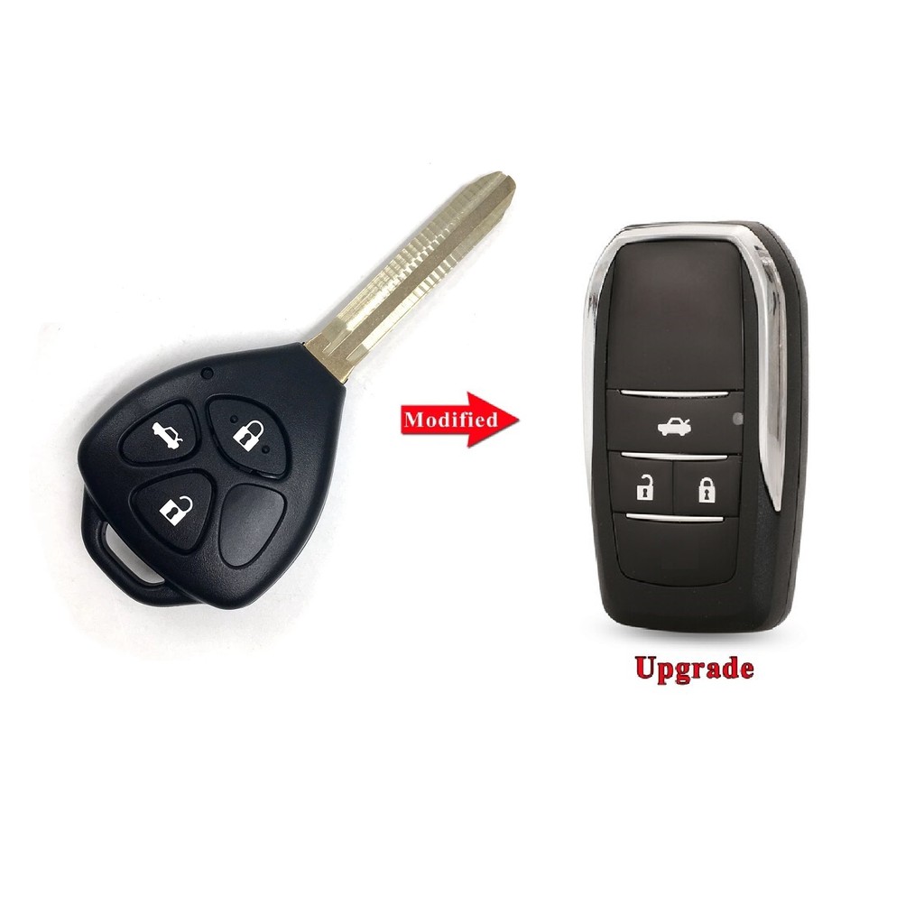 Vỏ Chìa Khóa Độ Xe Toyota Fortuner, Yaris, Camry,... - 3 Nút Tam Giác (Mở Cốp)