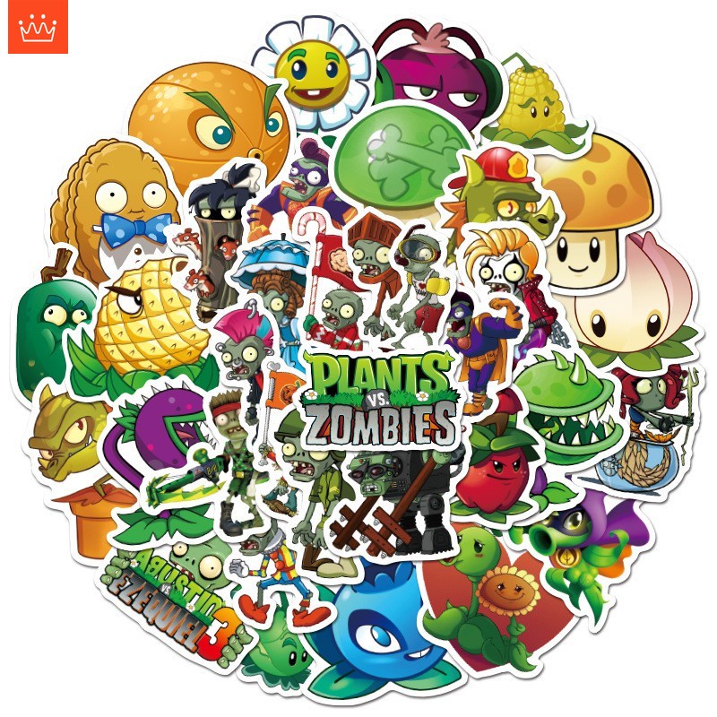 JOJO· Bộ Hình Dán Chống Thấm 🌻 Plants vs. Zombies, 50 tờ/bộ