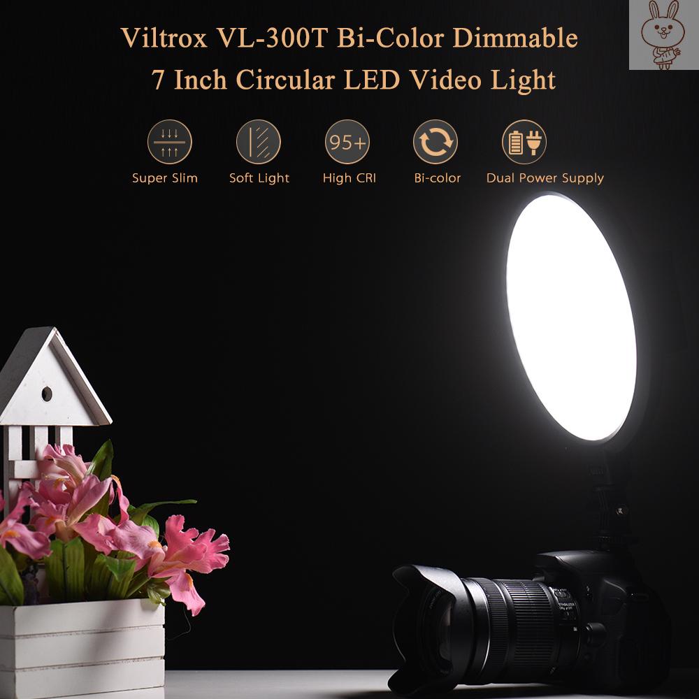 RD Viltrox VL-300T Professional Ultrathin Bi-Color Dimmable 7 Inch Circular LED Video Light 3300K-5600K CRI 95+ Max. Power 18W for Portrait Children Macro Still Life Photography