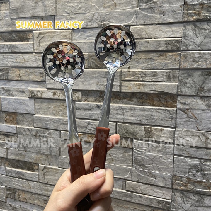 Vá vớt ráo dầu mỡ, mui múc thạch đục lỗ inox - Spoon