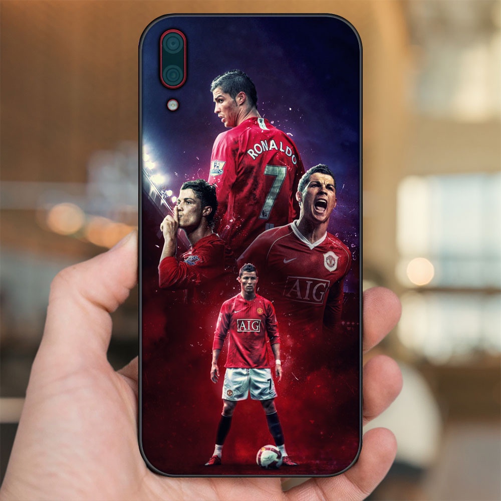 Ốp lưng Huawei Y7 Pro 2019 viền đen in hình Cristiano Ronaldo MU Manchester United CR7