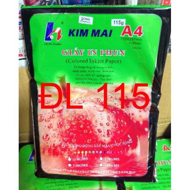 Giấy in ảnh A4 Kim Mai 1 mặt bóng định lượng 115gsm ( 100 tờ )