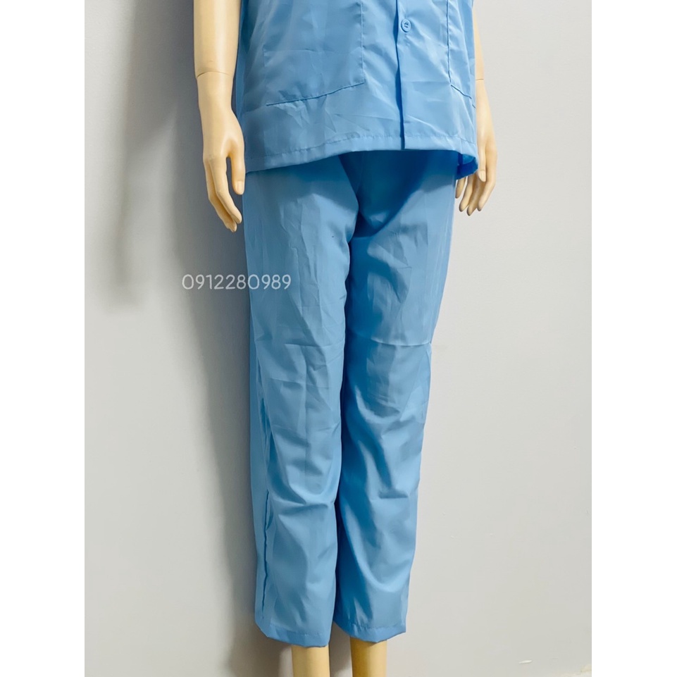 Đồ thực phẩm nam nữ ngắn tay 2 túi vuông vải silk mịn thoáng mát _ Hình chụp thật