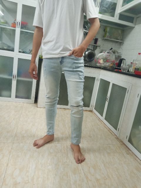 Quần jean nam mẫu rách nhẹ nhàng wash kiểu mới VSK1991