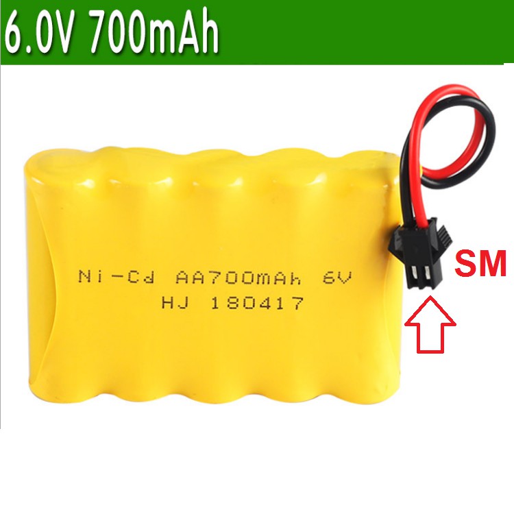 Pin sạc Ni-cd 6v 700mah dùng cho xe mô hình điều khiển cổng nối SM