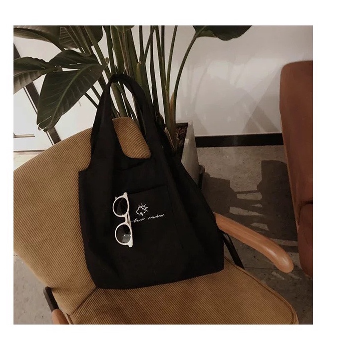 Túi tote HAZIN vải canvas ulzzang unisex họa tiết dễ thương túi vải phong cách Hàn Quốc