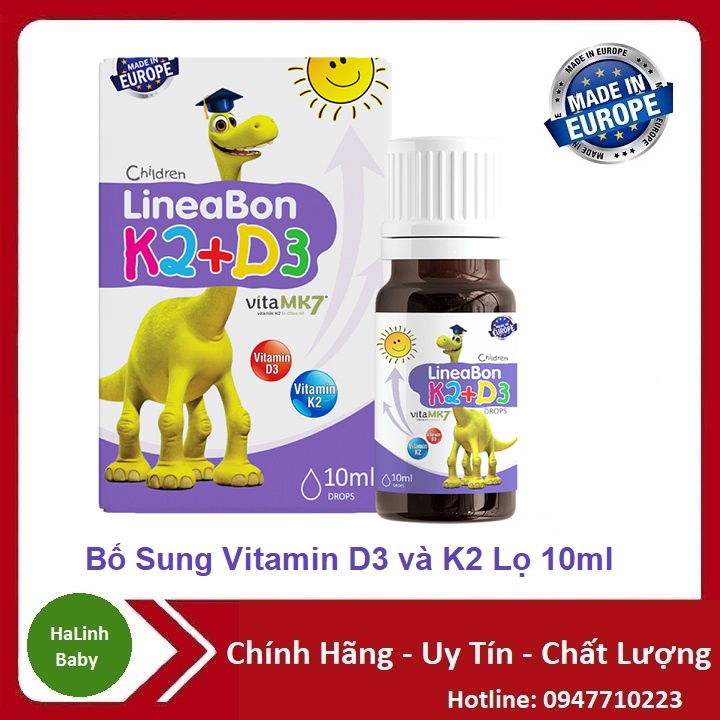 LineaBon K2+D3 - Bổ sung vitamin K2, D3.MK7 Tăng cường hấp thu canxi tối đa Lọ 10ml