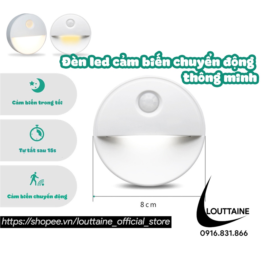 Đèn ngủ cảm biến chuyển động dùng pin AAA đèn led dán tường phòng ngủ cầu thang nhà bếp tiện lợi