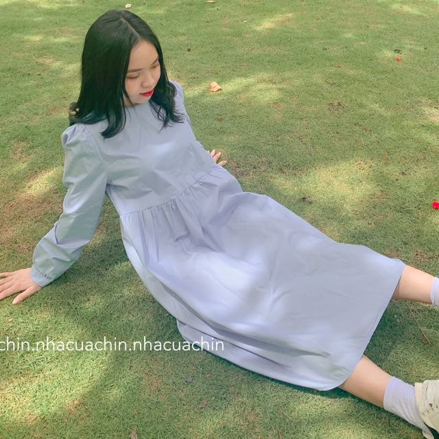 đầm suông màu xanh