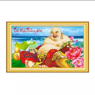 Tranh thêu chữ thập Phật Di Lạc 45 x 65 cm
