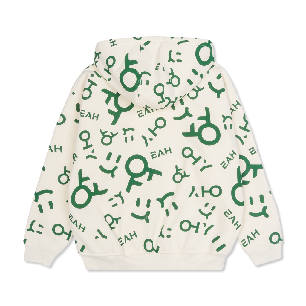 Áo Hoodie Zip 2 Lớp Unisex Local Brand OHYEAH LOGO - Kem / Xanh Lá