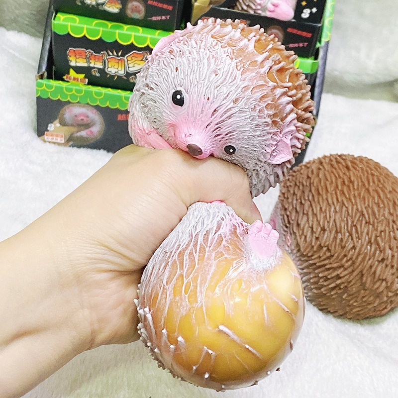 SQUIShY Con Nhím Màu Nâu Hồng Gai Mềm Mịn Đàn Hồi Chậm Tăng đáng yêu mochi slime bóp xả stress hiệu quả