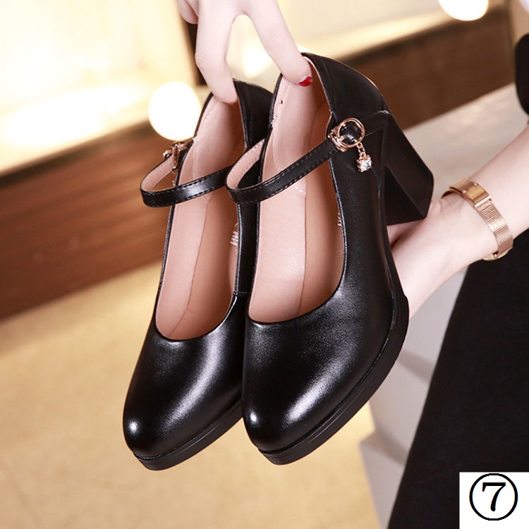 Giày Cao Gót Mũi Tròn Đế Dày Chống Thấm Nước Thời Trang Công Sở Cho Nữ