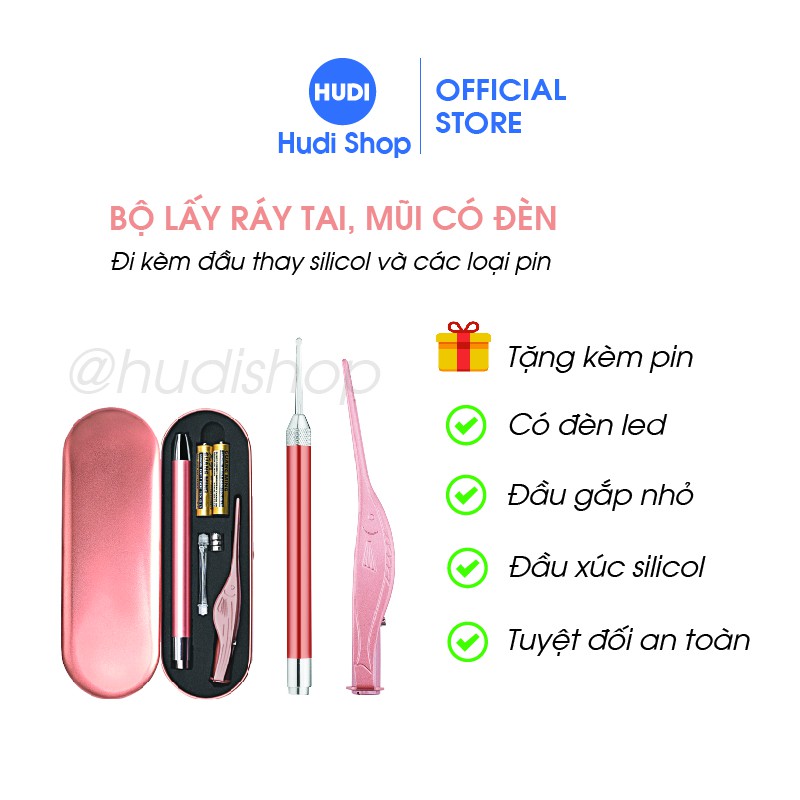 Dụng cụ lấy ráy tai có đèn thiết kế thông minh Đi kèm pin tiểu tuyệt đối an toàn cho mọi lưa tuổi Hudishop HD001
