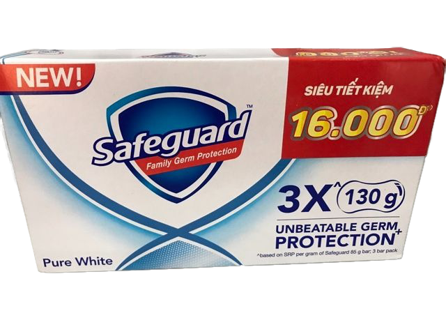 Lốc 3 cục xà phòng Safeguard Pure White trắng tinh khiết 130g/cục x 3 | BigBuy360 - bigbuy360.vn