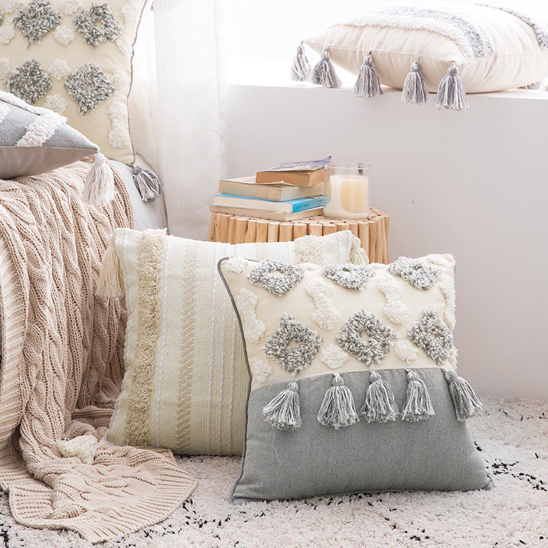 Vỏ gối 30x50cm/45x45cm có khóa kéo dùng trang trí phòng khách