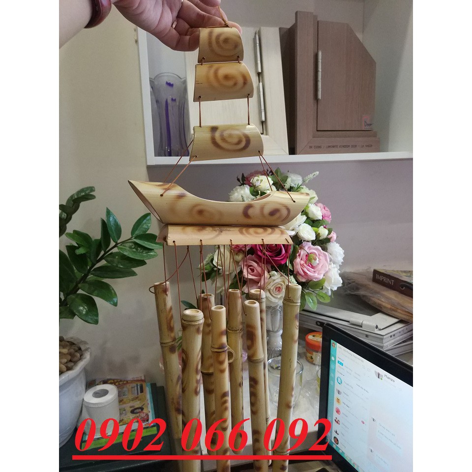 chuông gió thuyền tre buồm tre nứa