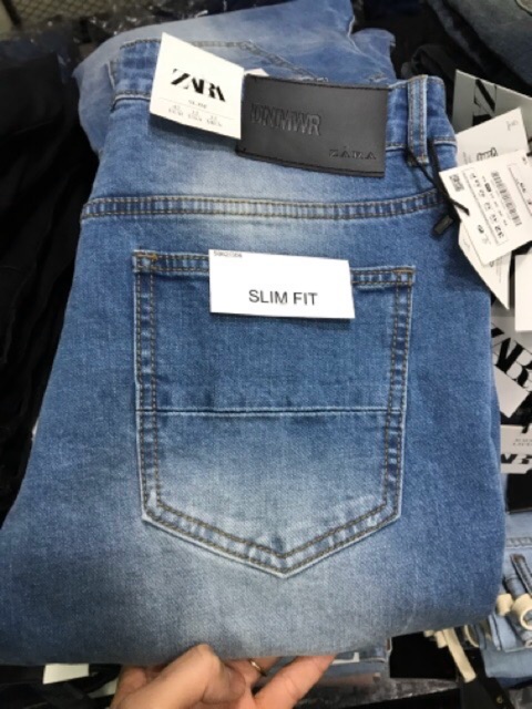 Quần Jean Nam Slimfit Xanh Dương Mài Vải Jean Co Giãn