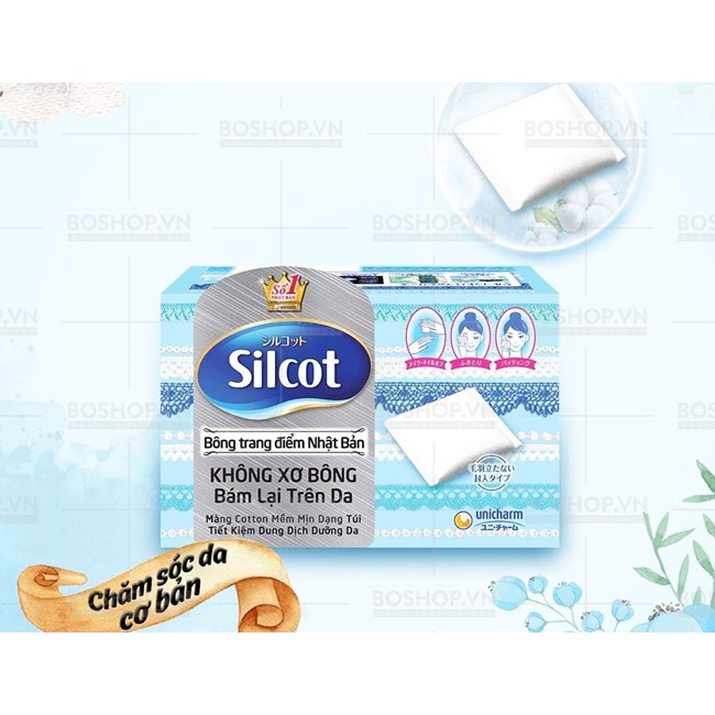 Silcot Bông Trang Điểm (Bông Tẩy Trang) Nhật Bản Cao Cấp (Hộp 66 miếng, 82 miếng)