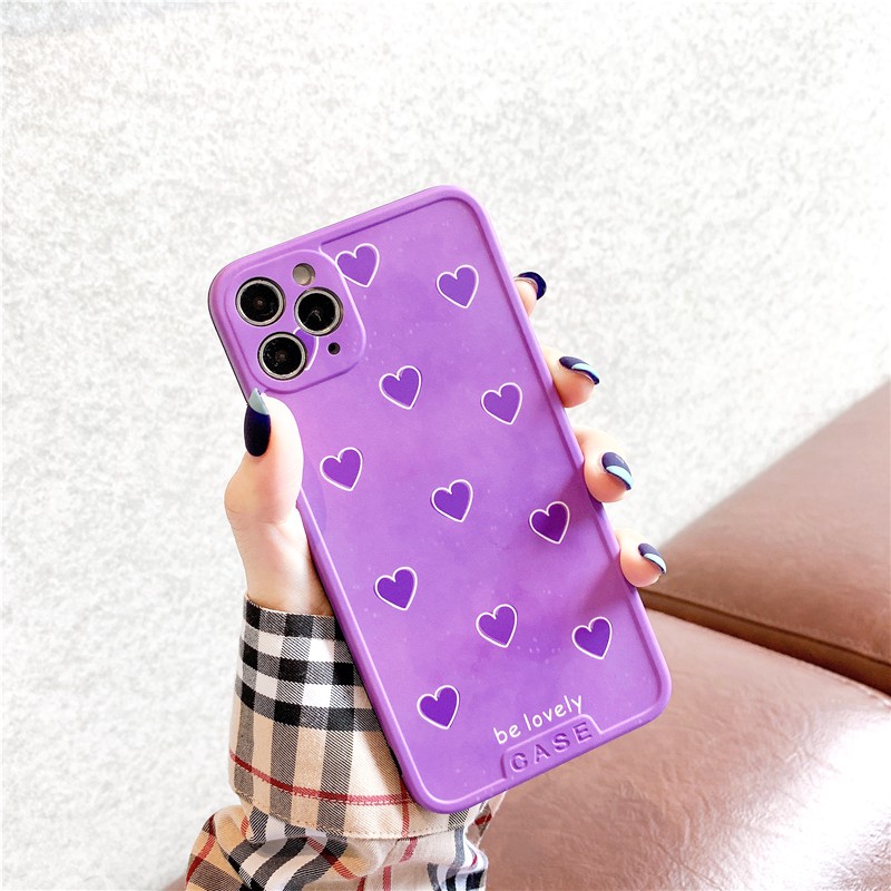 Ốp lưng iphone Lovely Purple IMD dày dặn viền nổi 5/5s/6/6plus/6s/6splus/7/7plus/8/8plus/x/xs/11/12/pro/max/plus/promax