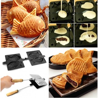 Khuôn nướng bánh hình cá chống dính, có tay cầm