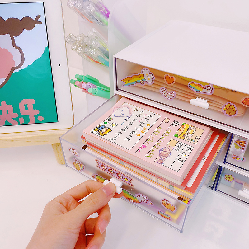 Kệ để bàn trong suốt đa năng phong cách hiện đại có thể xếp chồng lên nhau thành tủ mini