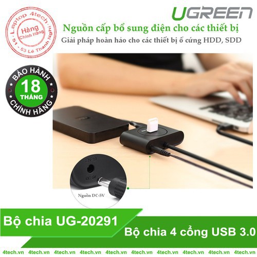 Bộ Chia USB 3.0 ra 4 Cổng Dài 1m - Hub USB 3.0 Ugreen 20291