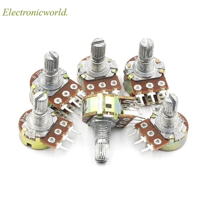 Bộ 5 chiết áp Wh148 3pin 6pin 15mm B1K B2K B5K B10K B20K B50K B100K B250K B500K B1M 1k 2k 5k 10k 50k 100k cao cấp