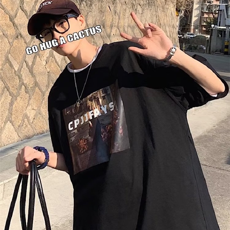 Áo Thun Dáng Rộng In Chữ Phong Cách Hip Hop Đường Phố Thời Trang Mùa Hè Cho Nam Và Nữ Cỡ Lớn M-8XL