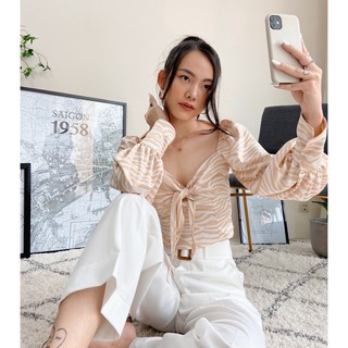 Áo vằn buộc nơ ngực EDINI - A1133