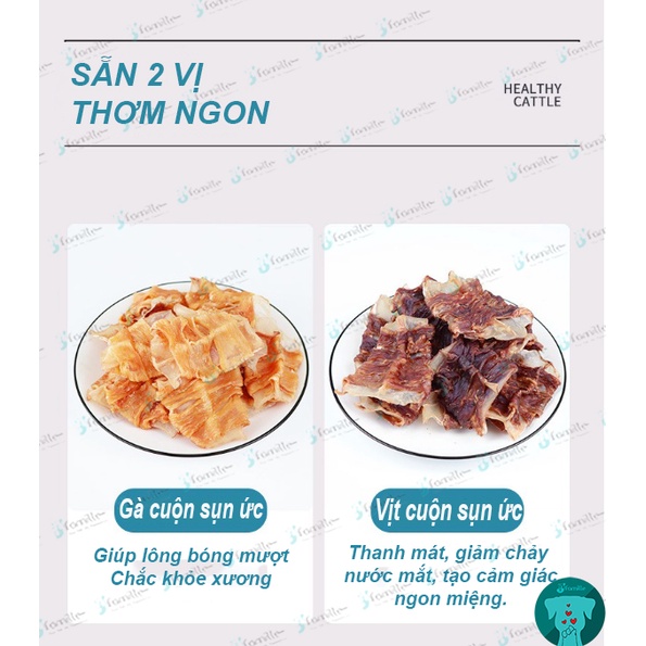 [NGON GẤP 2 LẦN]Snack Cho Thú Cưng JFamille, Gà Vịt Cuộn Sụn Ức, Bổ Sung Dinh Dưỡng, Bóng Mượt Lông, Giảm Chảy Nước Mắt.