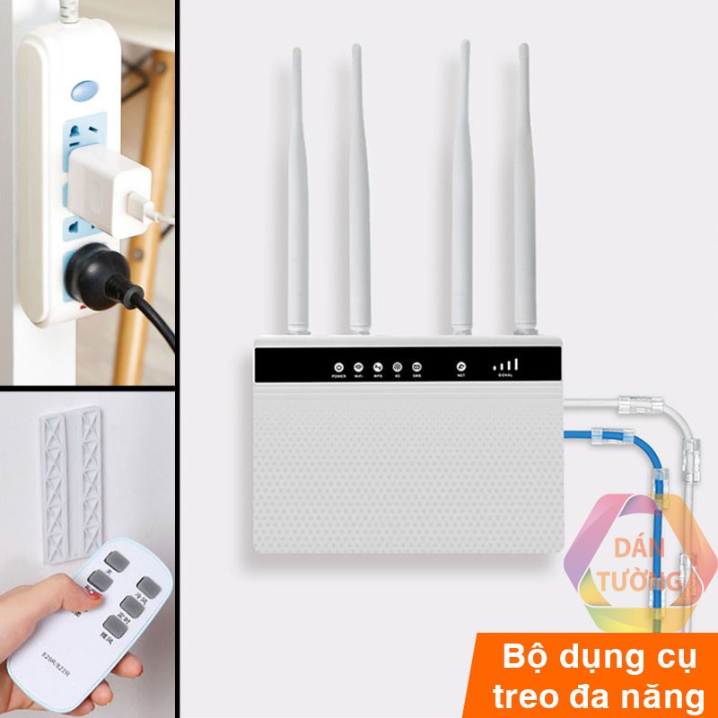 Móc dán tường treo ổ cắm điện, cục phát wifi MDT _T24 với miếng dán keo trong siêu chắc