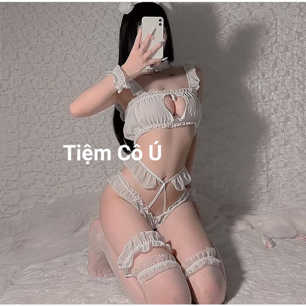 Set cosplay bé mèo khoét ngực có Bigsize