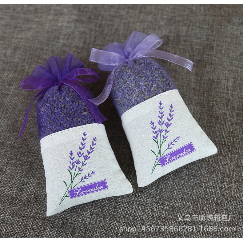 Túi thơm nụ hoa khô Lavender cao cấp, dùng treo xe ô tô, tủ quần áo, góc làm việc, hương thơm dịu nhẹ