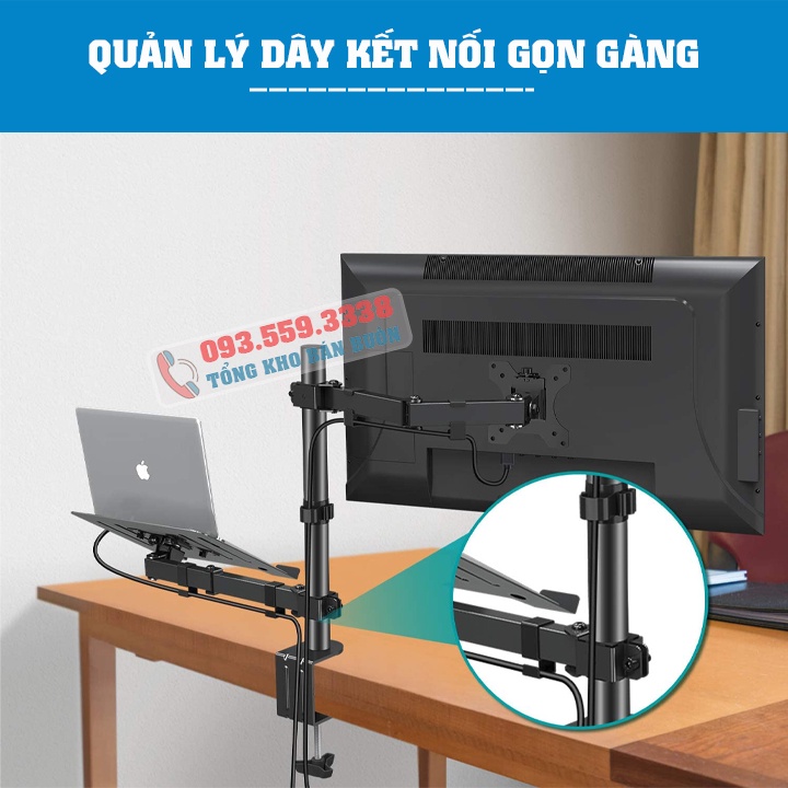 Giá Treo Màn Hình 17 - 32 Inch Kèm Giá Đỡ Laptop 10 - 17 Inch ErgoTek EZ4 - Tay 38 Cm