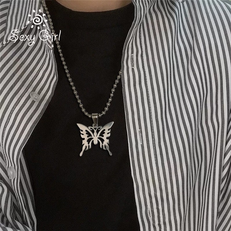 Vòng cổ Inox Mặt Hình Bướm Dễ Thương Cho Nữ