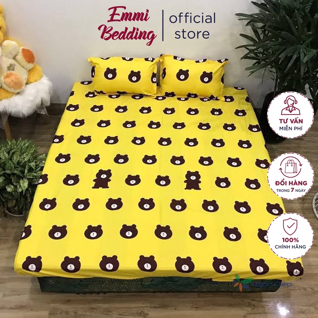 Bộ ga gối cotton poly Emmibedding Store gấu vàng