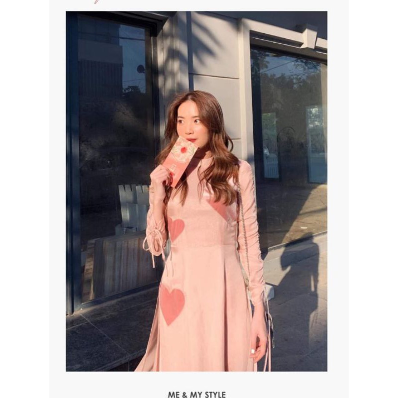 ÁO DÀI TƠ TIM TAY NHÚN ĐIỆU ĐÀ ⚡MIỄN SHIP 20K⚡GIÁ SÁT SỈ