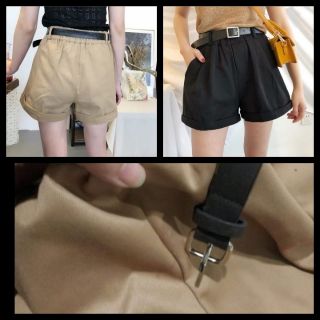 Quần short kaki trơn kèm dây lưng form xinh