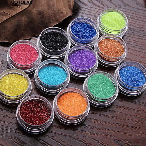Set 12 hộp bột kim tuyến trang trí móng tay