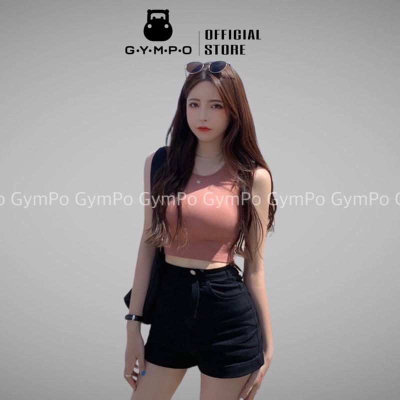 Áo Croptop Tập Gym Sát Nách Cotton Có Đệm Mút
