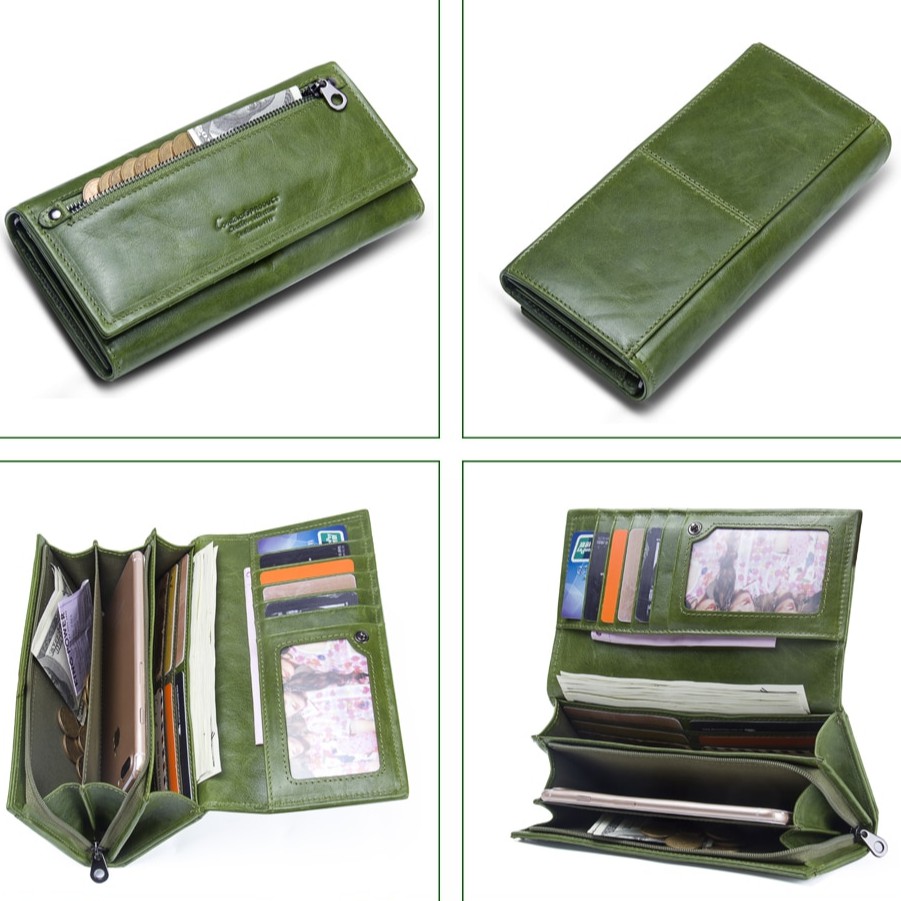 2020 Contacts Women Wallet Genuine Leather C2147 I Bảo Hành 2 Năm I Bóp Ví Đứng Dài Cầm Tay Da Ngựa Điên I Nam Nữ I | BigBuy360 - bigbuy360.vn