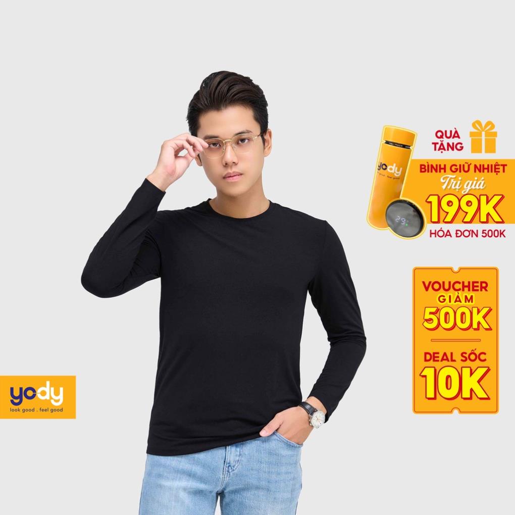 Áo giữ nhiệt nam YODY vải cotton lạnh, co dãn 4 chiều, áo thun dài tay body thể thao chơi bóng, tập gym ATM4075 ❕
